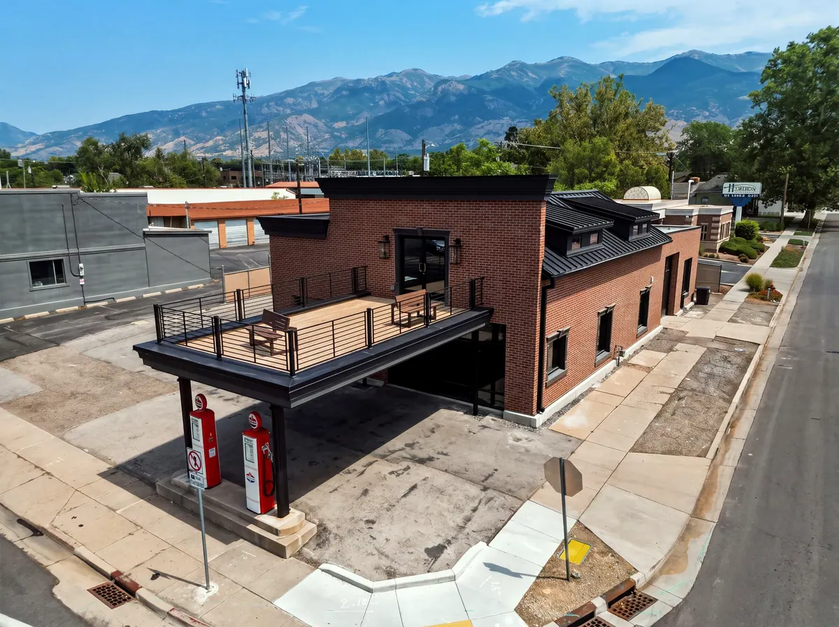 Kaysville Office Remodel — aerial roof and entrance