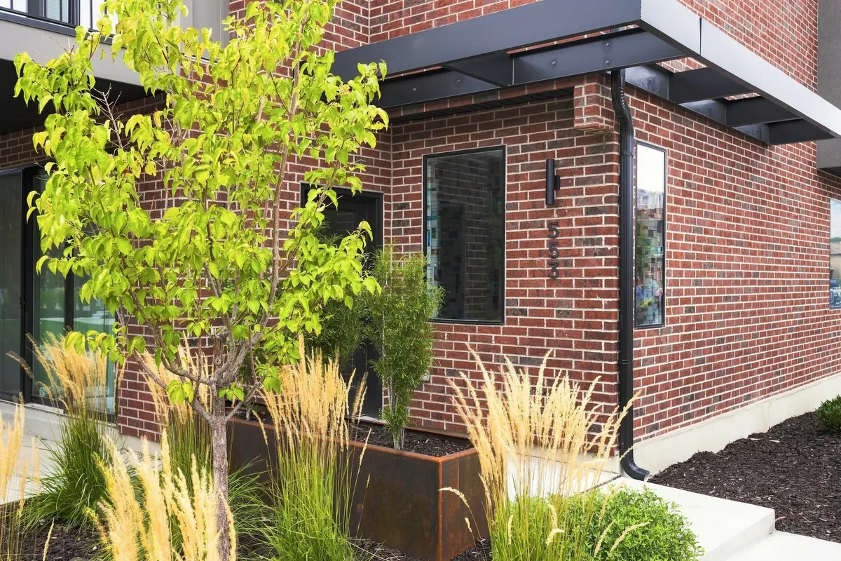 Ogden City Townhomes — brick detail and entry